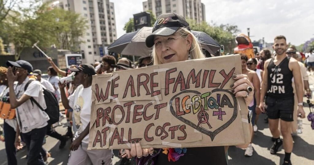 Hundreds of people march to commemorate 35th anniversary of South Africa's Pride Johannesburg