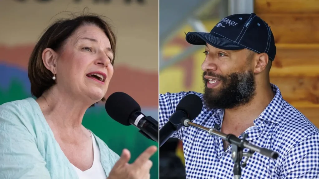 Amy Klobuchar and Royce White face off in US Senate debate