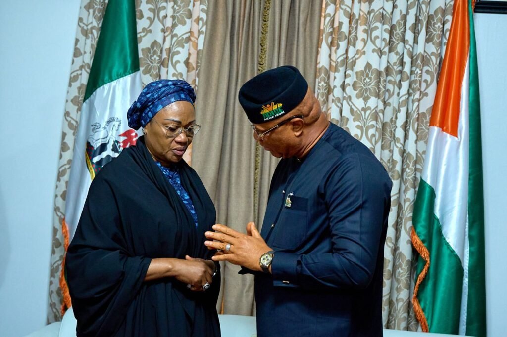 First Lady Tinubu pays condolences to Governor Akwa Ibom following the death of his wife