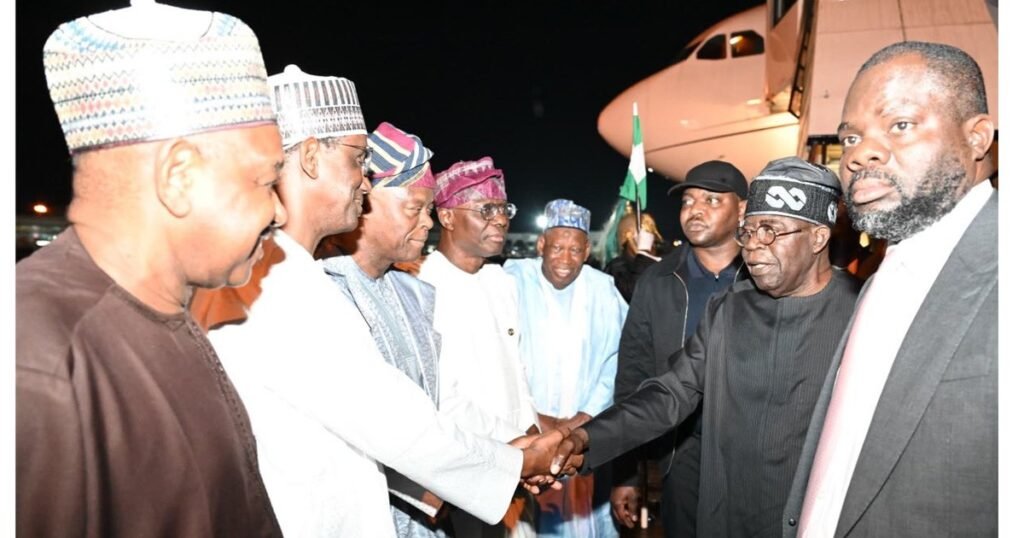 President Tinubu returns to Nigeria after working holiday in England and France