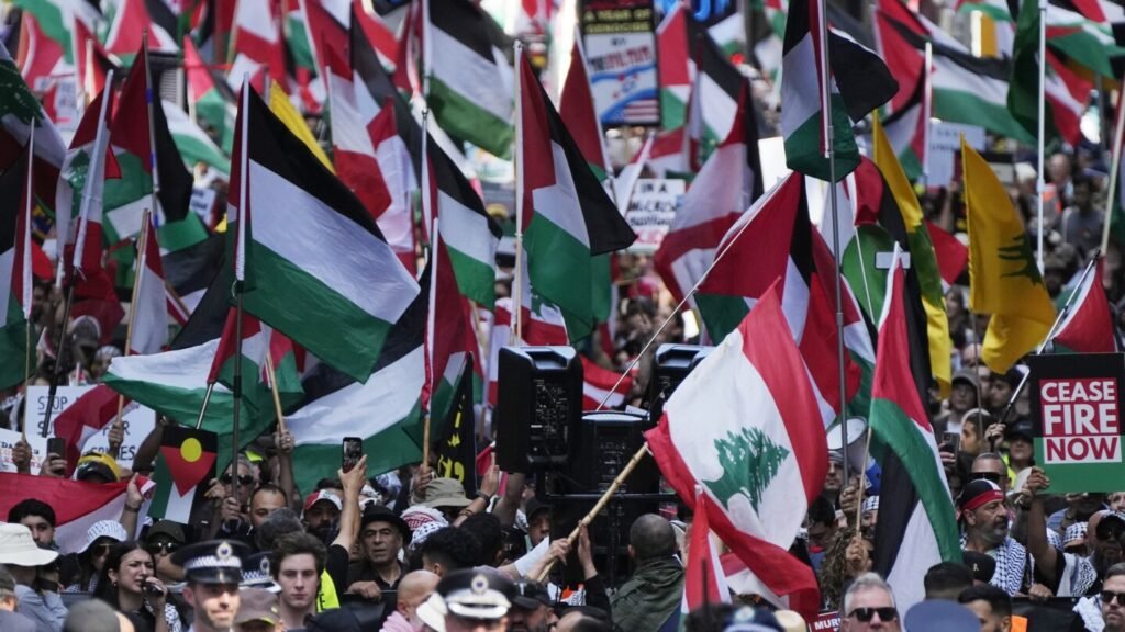 Pro-Palestinian and pro-Israel crowds rally around the world on the eve of October 7th anniversary